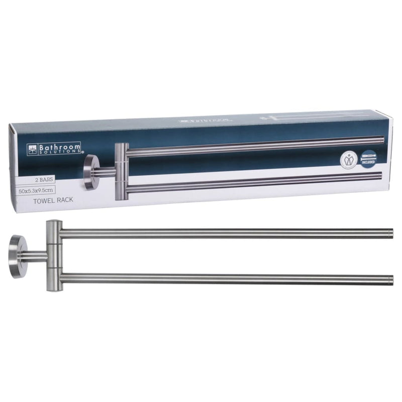 Load image into Gallery viewer, Bathroom Solutions Bathroom Solutions Handdoekenstang dubbel 50 cm roestvrij staal
