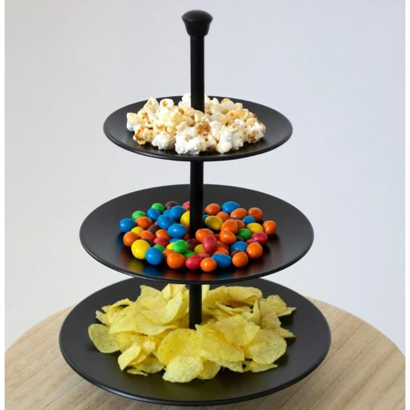 Load image into Gallery viewer, Excellent houseware etagère 3-laags 36,5 cm matzwart
