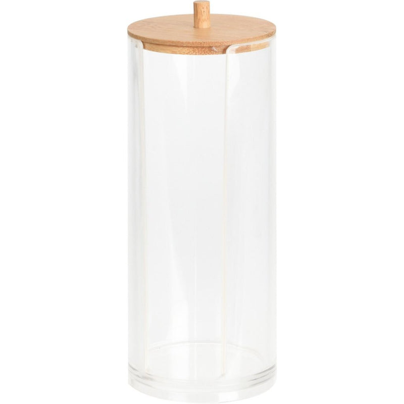 Load image into Gallery viewer, Eleganza wattenschijfjes container 7x19 cm bamboe transparant
