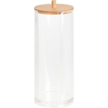 Eleganza wattenschijfjes container 7x19 cm bamboe transparant
