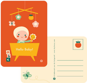 Bora hello baby-bed ansichtkaart