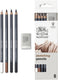 Winsor newton 0490009 studio collection sketchpotloden set x5 met gum – houtskool sepia tekenpotloden voor schetsen