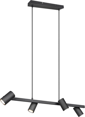 Trio marley - hanglamp - zwart mat - excl. 4x gu10 4,9 w - plafondbevestiging - in hoogte verstelbaar
