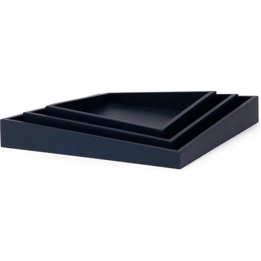 Senza asymmetrische houten dienbladen 3 stuks blauw