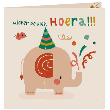 Jungle verjaardagskaart+envelop. hoera o