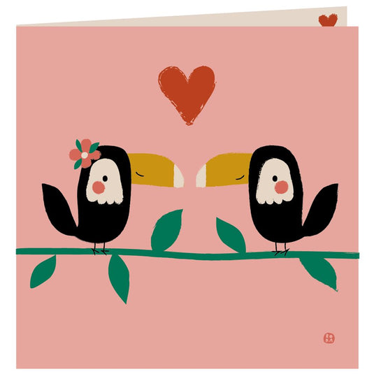 Liefs verjaardagskaart+envelop. toekan.