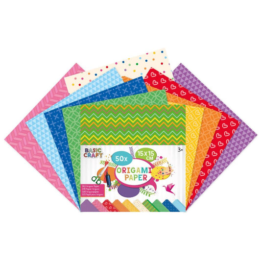 Basic craft origami papier 15x15 cm 50 stuks