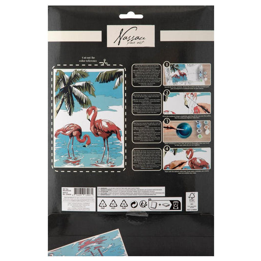 Nassau fine art nassau schilderen op nummer flamingo - incl. 9 verfpotjes en penseel