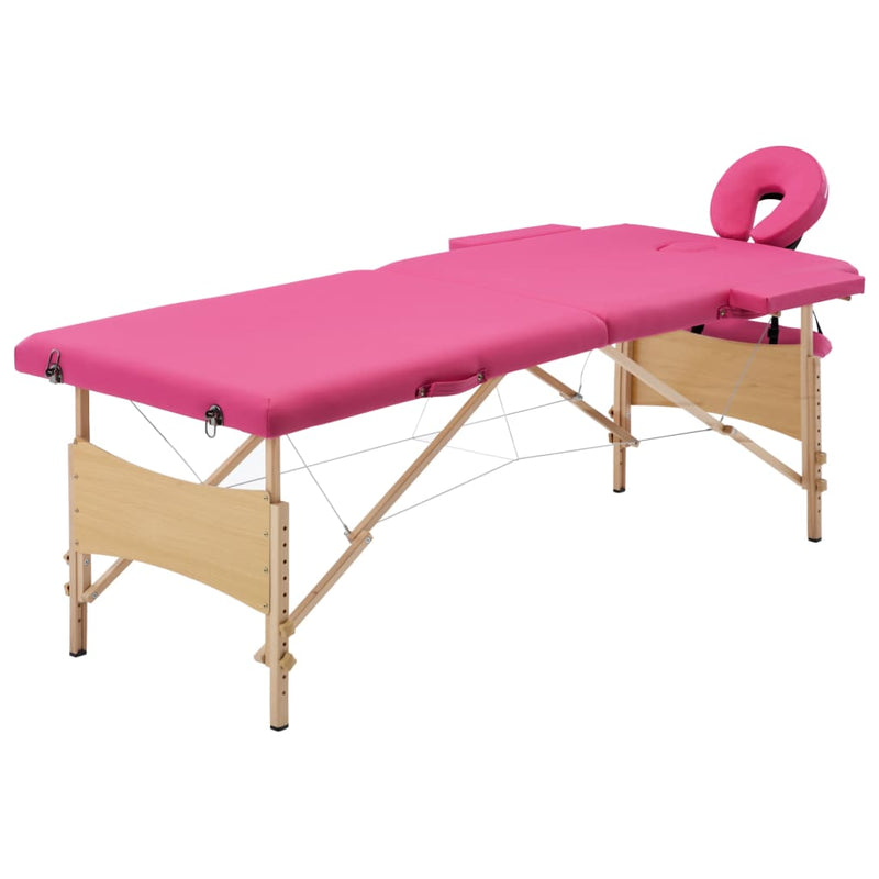 Load image into Gallery viewer, Vidaxl massagetafel inklapbaar 2 zones hout roze
