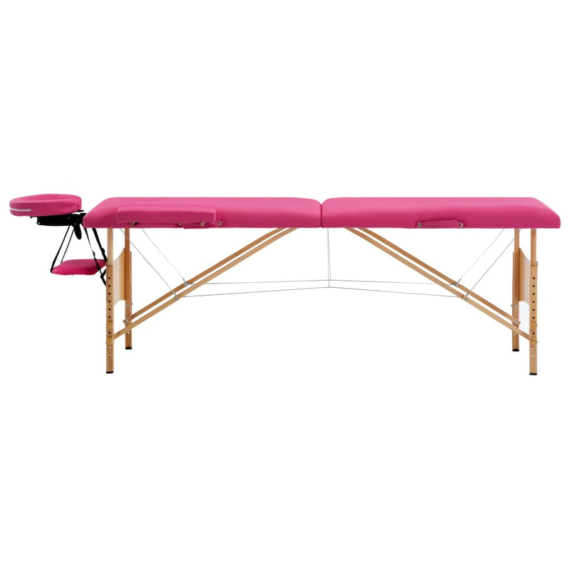 Load image into Gallery viewer, Vidaxl massagetafel inklapbaar 2 zones hout roze
