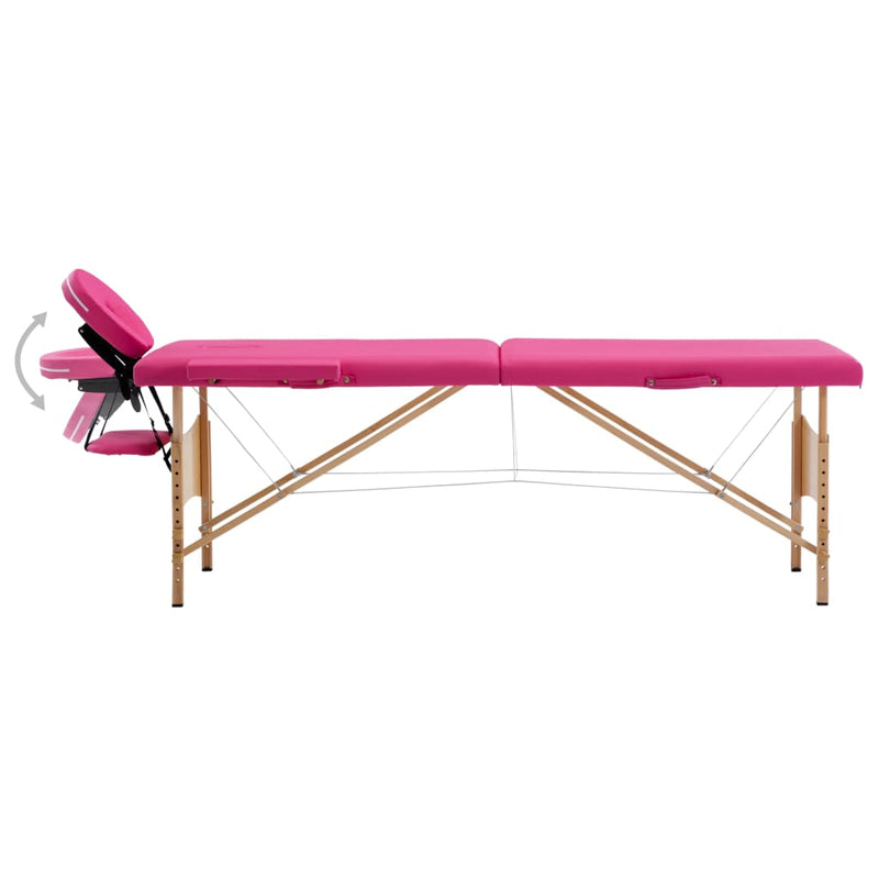 Load image into Gallery viewer, Vidaxl massagetafel inklapbaar 2 zones hout roze
