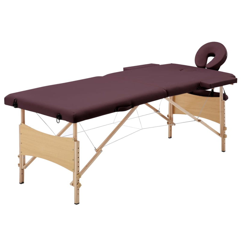 Load image into Gallery viewer, Vidaxl massagetafel inklapbaar 2 zones hout wijnpaars
