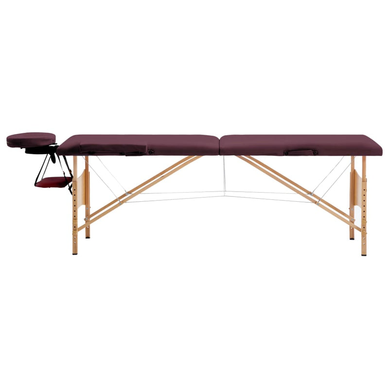 Load image into Gallery viewer, Vidaxl massagetafel inklapbaar 2 zones hout wijnpaars

