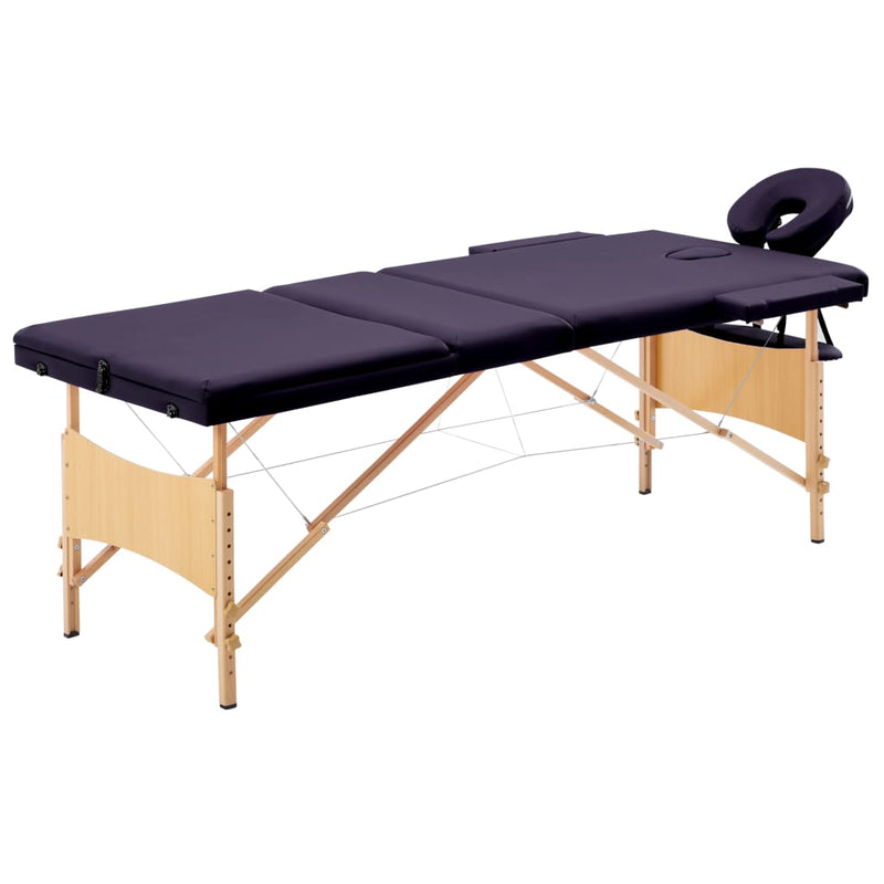 Load image into Gallery viewer, Vidaxl massagetafel inklapbaar 3 zones hout paars

