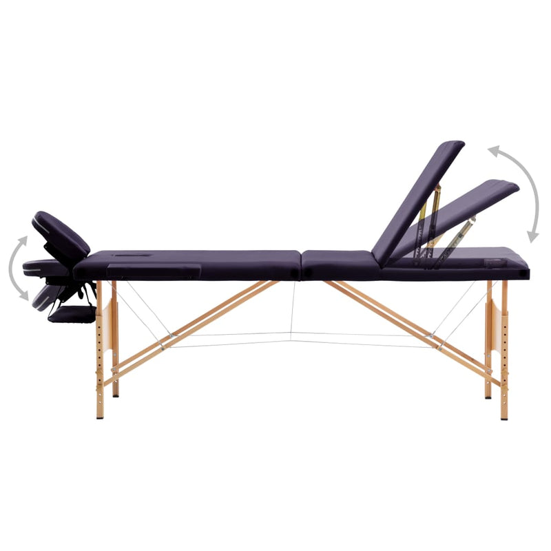 Load image into Gallery viewer, Vidaxl massagetafel inklapbaar 3 zones hout paars
