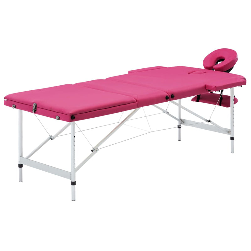 Afbeelding laden in galerijviewer, Vidaxl massagetafel inklapbaar 3 zones aluminum roze
