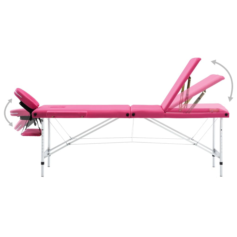 Afbeelding laden in galerijviewer, Vidaxl massagetafel inklapbaar 3 zones aluminum roze
