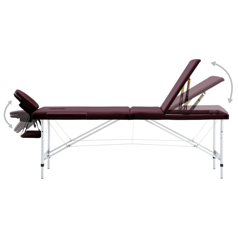 Load image into Gallery viewer, Vidaxl massagetafel inklapbaar 3 zones aluminum wijnpaars
