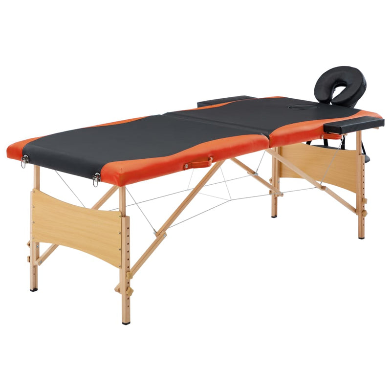 Load image into Gallery viewer, Vidaxl massagetafel inklapbaar 2 zones hout zwart en oranje
