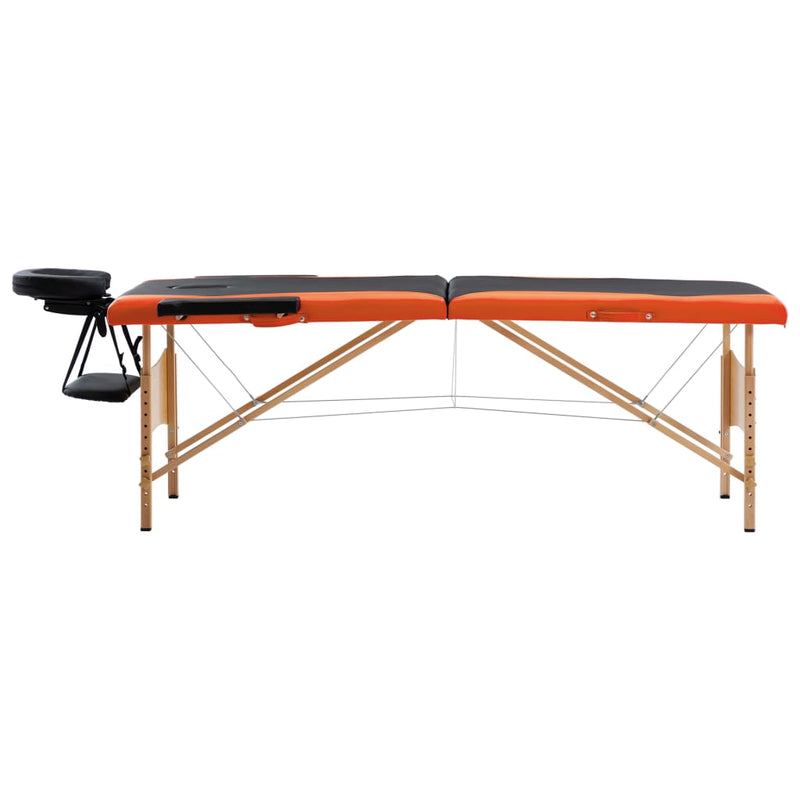 Load image into Gallery viewer, Vidaxl massagetafel inklapbaar 2 zones hout zwart en oranje
