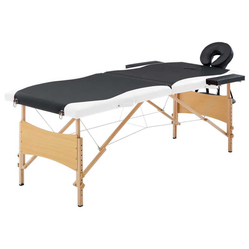 Load image into Gallery viewer, Vidaxl massagetafel inklapbaar 2 zones hout zwart en wit
