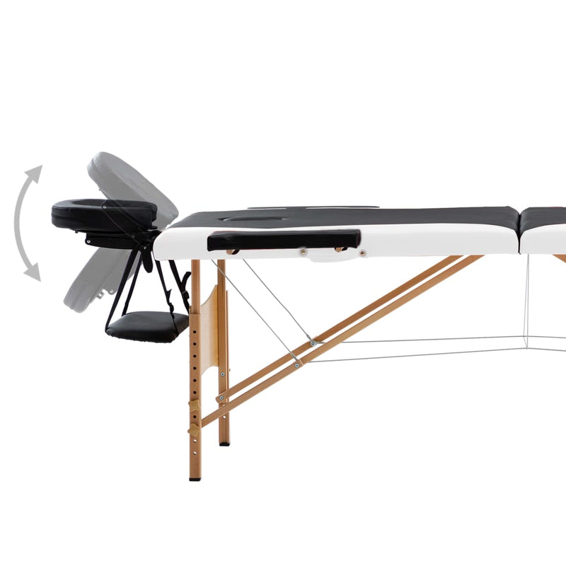 Load image into Gallery viewer, Vidaxl massagetafel inklapbaar 2 zones hout zwart en wit

