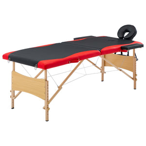 Vidaxl massagetafel inklapbaar 2 zones hout zwart en rood