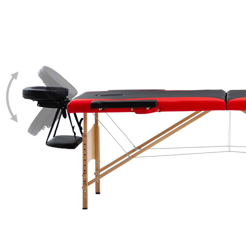 Load image into Gallery viewer, Vidaxl massagetafel inklapbaar 2 zones hout zwart en rood
