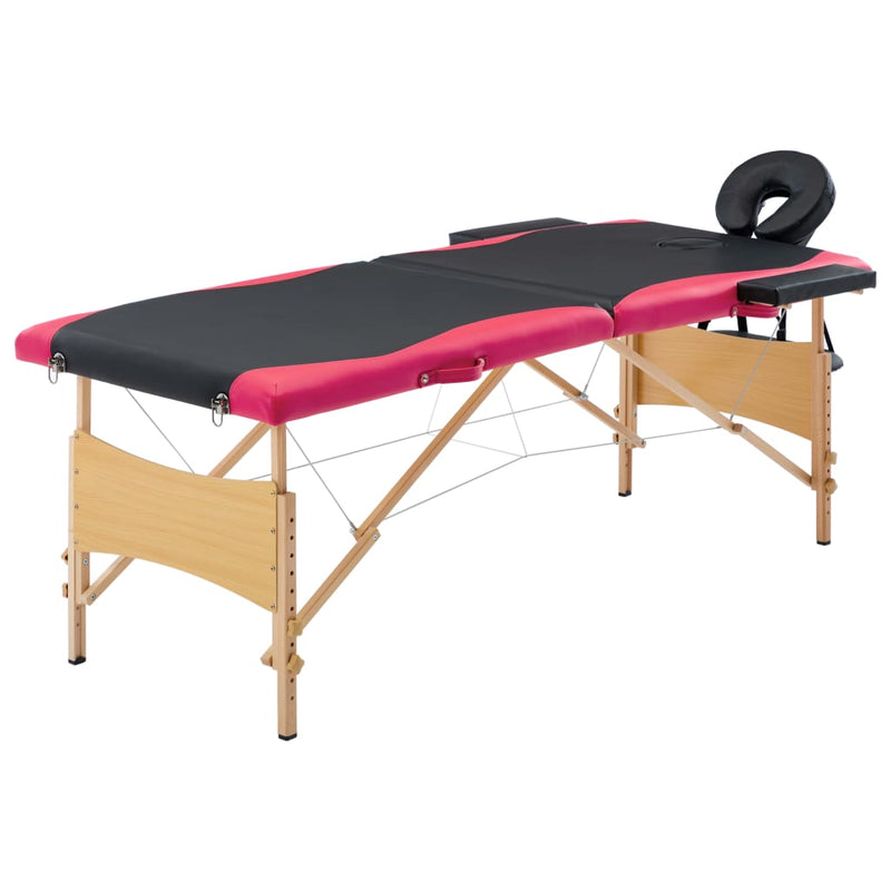 Load image into Gallery viewer, Vidaxl massagetafel inklapbaar 2 zones hout zwart en roze
