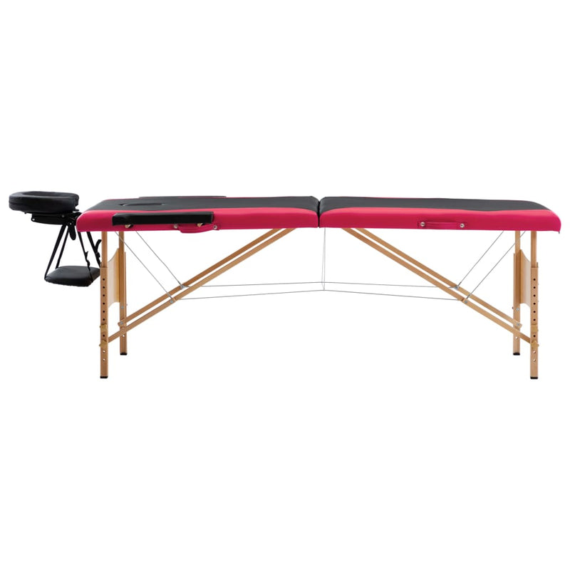 Load image into Gallery viewer, Vidaxl massagetafel inklapbaar 2 zones hout zwart en roze

