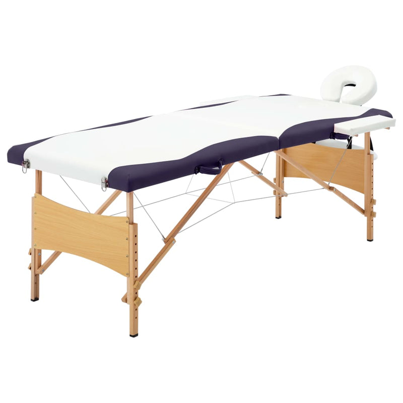 Load image into Gallery viewer, Vidaxl massagetafel inklapbaar 2 zones hout wit en paars
