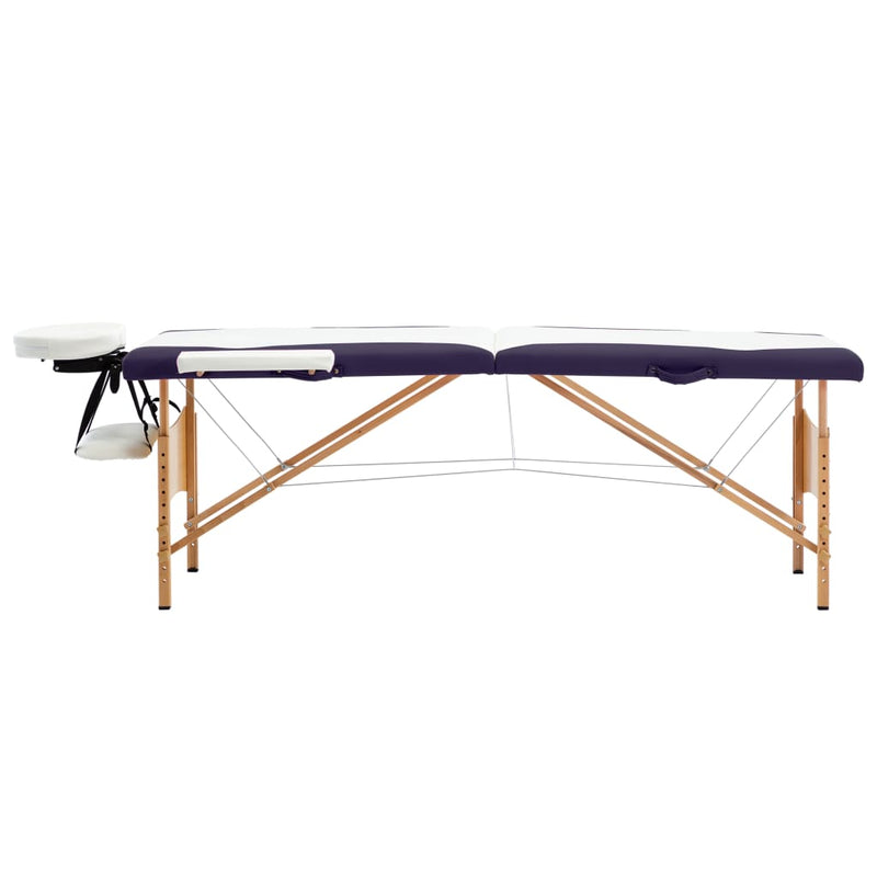 Load image into Gallery viewer, Vidaxl massagetafel inklapbaar 2 zones hout wit en paars
