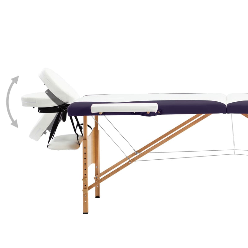 Load image into Gallery viewer, Vidaxl massagetafel inklapbaar 2 zones hout wit en paars
