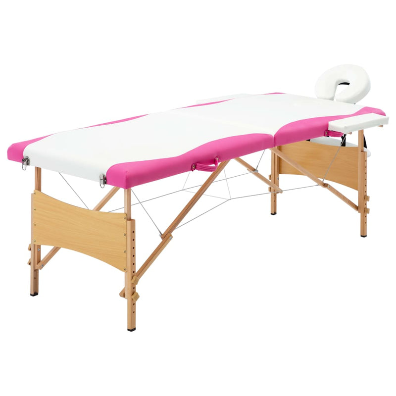 Load image into Gallery viewer, Vidaxl massagetafel inklapbaar 2 zones hout wit en roze
