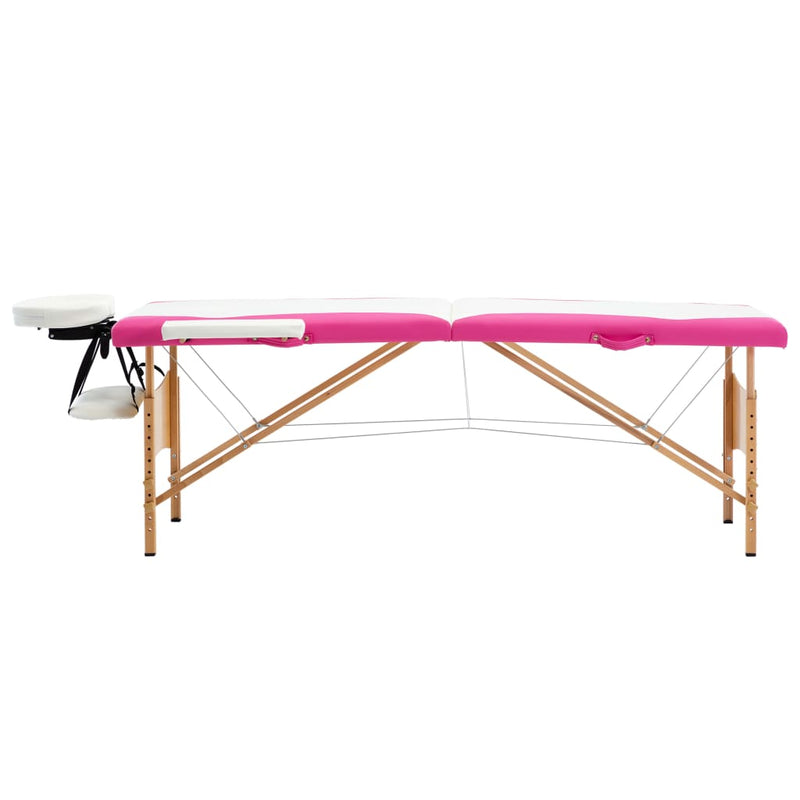 Load image into Gallery viewer, Vidaxl massagetafel inklapbaar 2 zones hout wit en roze

