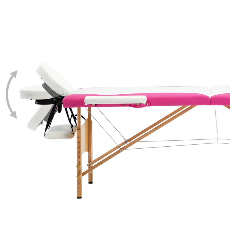 Load image into Gallery viewer, Vidaxl massagetafel inklapbaar 2 zones hout wit en roze
