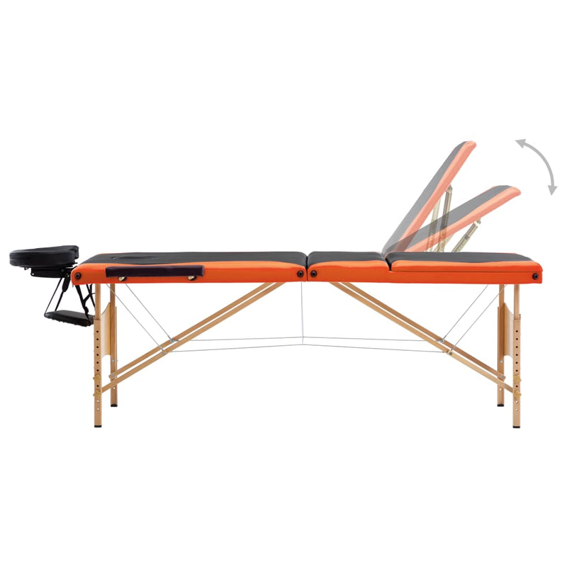 Load image into Gallery viewer, VidaXL Massagetafel inklapbaar 3 zones hout zwart en oranje
