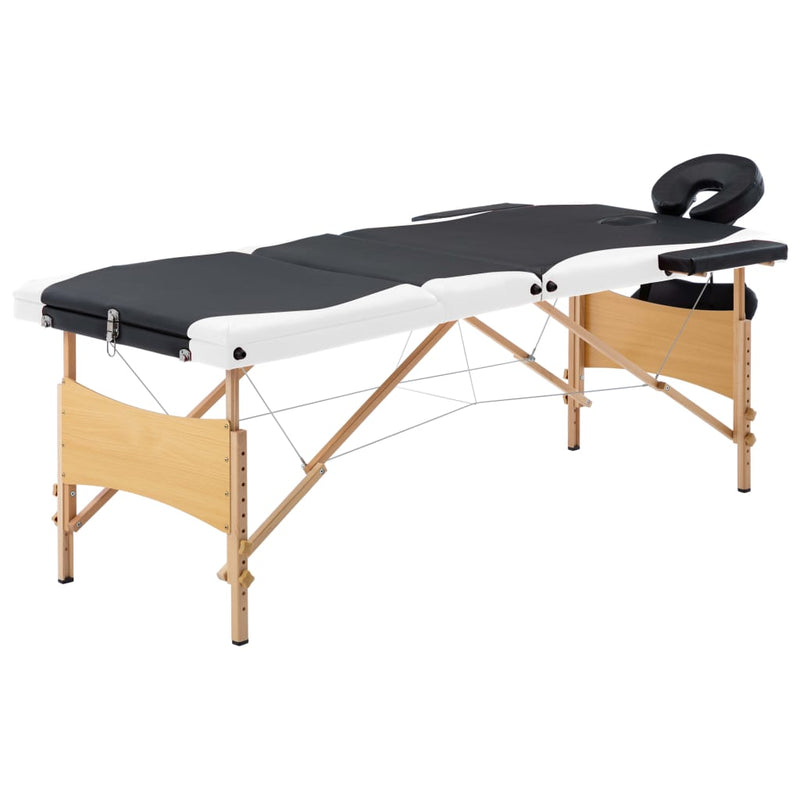 Load image into Gallery viewer, Vidaxl massagetafel inklapbaar 3 zones hout zwart en wit

