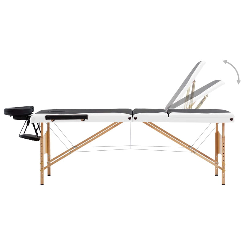 Load image into Gallery viewer, Vidaxl massagetafel inklapbaar 3 zones hout zwart en wit

