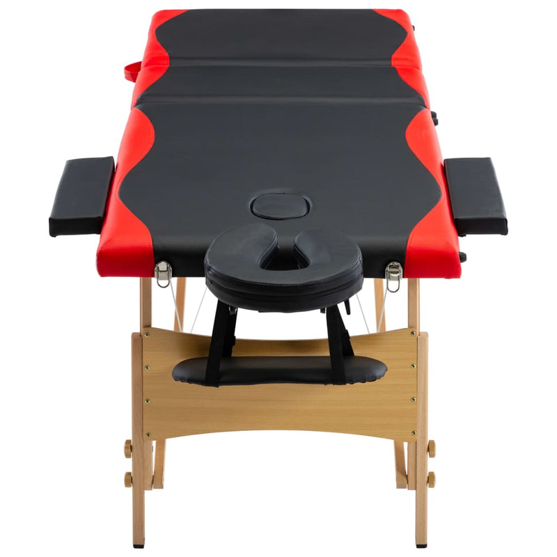 Load image into Gallery viewer, Vidaxl massagetafel inklapbaar 3 zones hout zwart en rood
