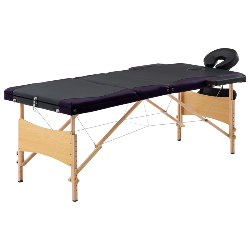 Load image into Gallery viewer, Vidaxl massagetafel inklapbaar 3 zones hout zwart en paars

