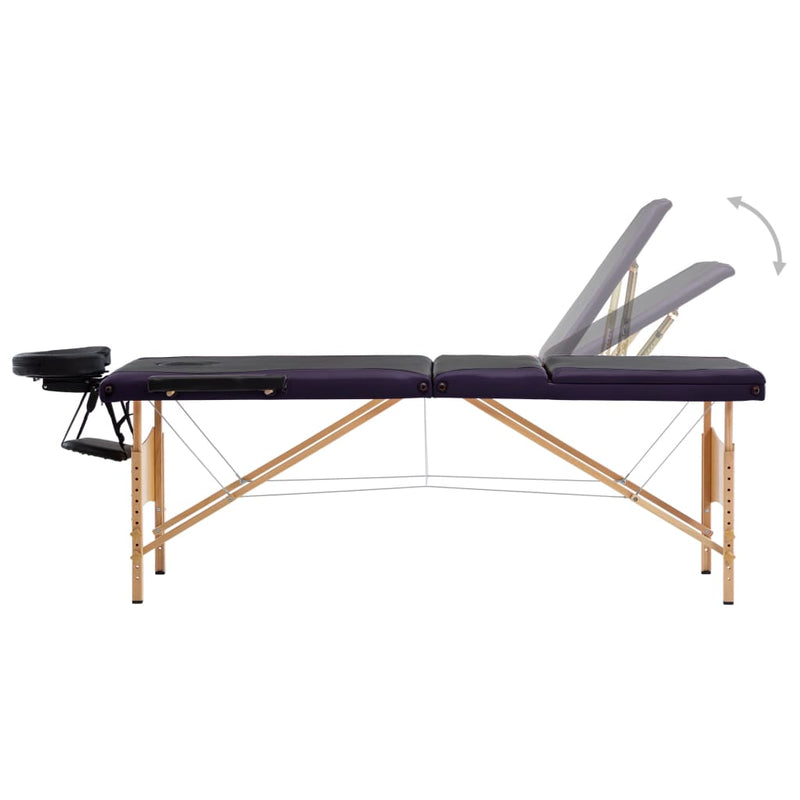 Load image into Gallery viewer, Vidaxl massagetafel inklapbaar 3 zones hout zwart en paars
