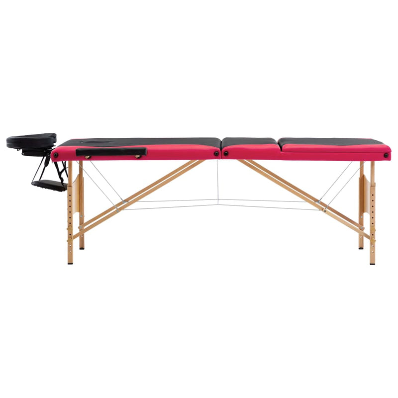 Load image into Gallery viewer, Vidaxl massagetafel inklapbaar 3 zones hout zwart en roze
