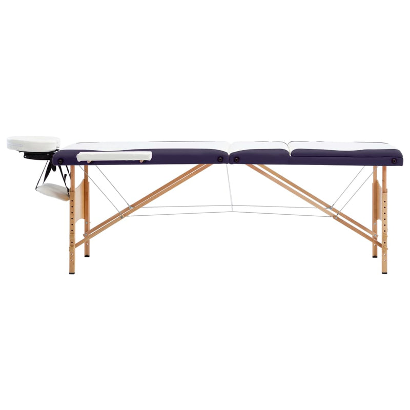 Load image into Gallery viewer, Vidaxl massagetafel inklapbaar 3 zones hout wit en paars
