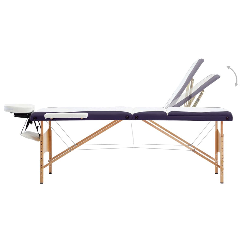 Load image into Gallery viewer, Vidaxl massagetafel inklapbaar 3 zones hout wit en paars

