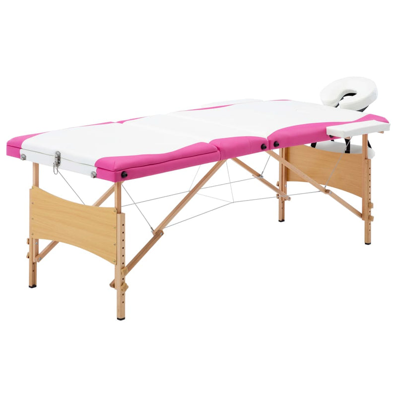 Load image into Gallery viewer, Vidaxl massagetafel inklapbaar 3 zones hout wit en roze
