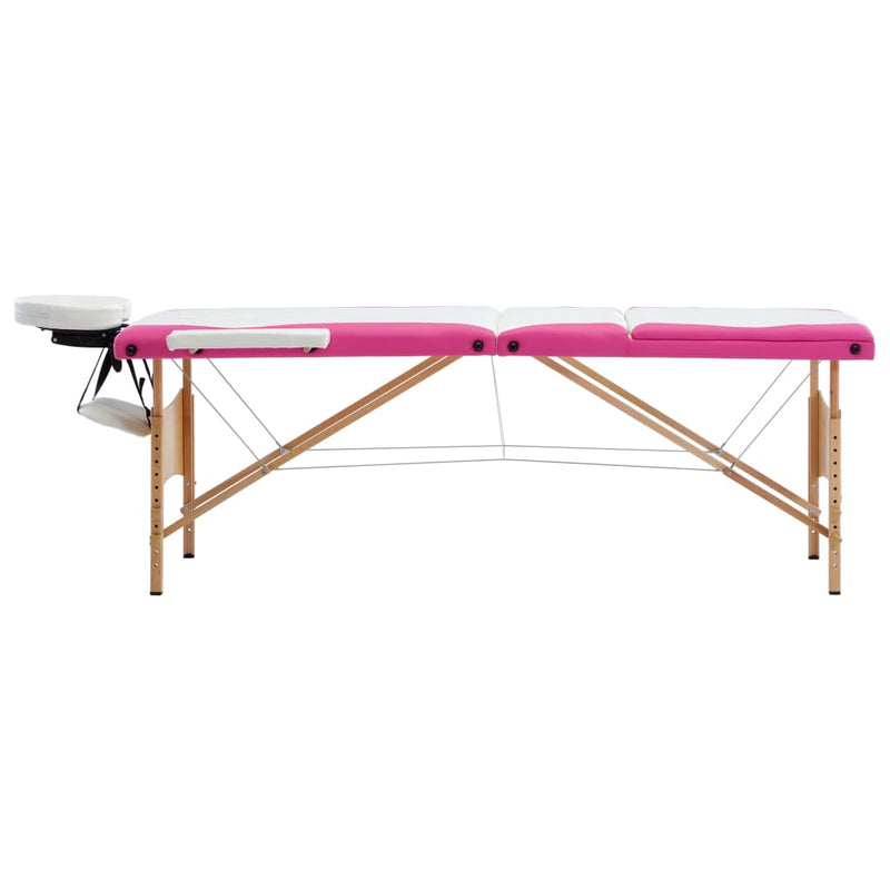 Load image into Gallery viewer, Vidaxl massagetafel inklapbaar 3 zones hout wit en roze
