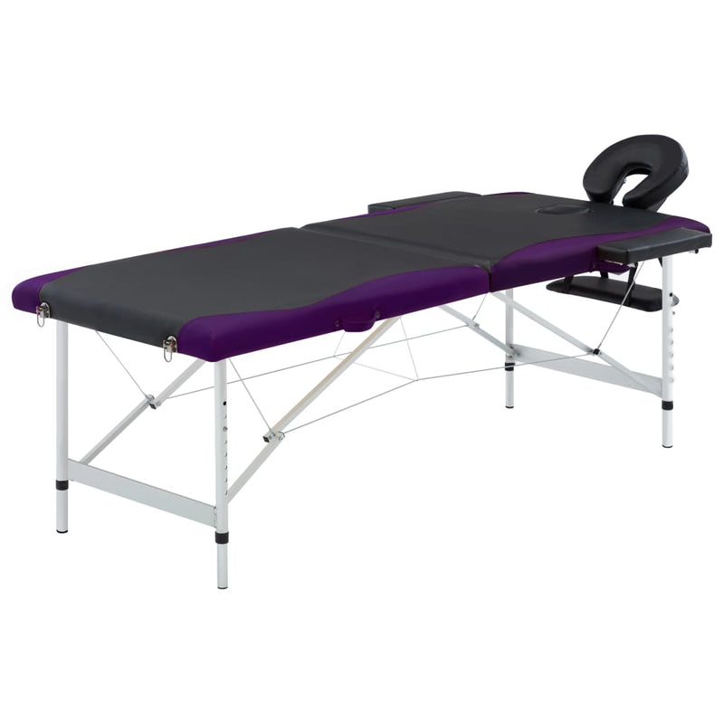 Load image into Gallery viewer, Vidaxl massagetafel inklapbaar 2 zones aluminium zwart en paars
