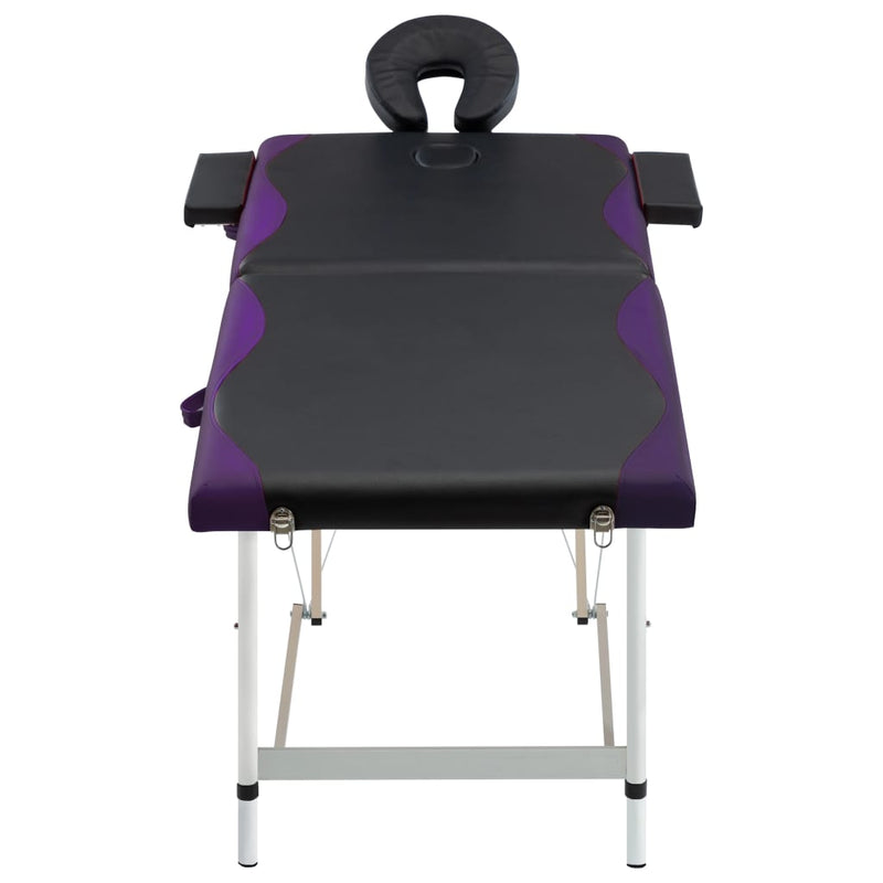 Load image into Gallery viewer, Vidaxl massagetafel inklapbaar 2 zones aluminium zwart en paars
