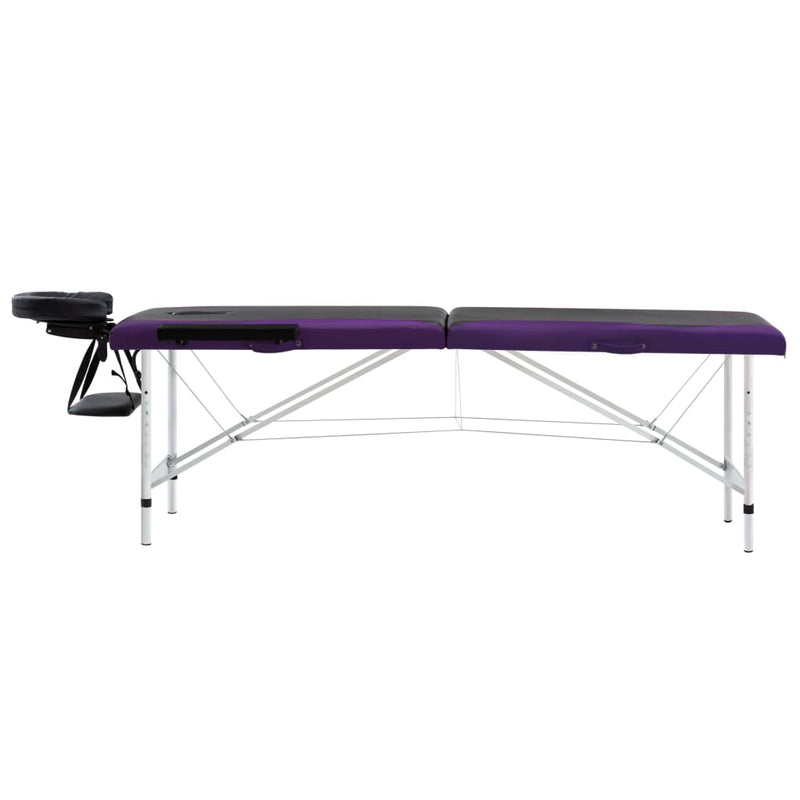 Load image into Gallery viewer, Vidaxl massagetafel inklapbaar 2 zones aluminium zwart en paars
